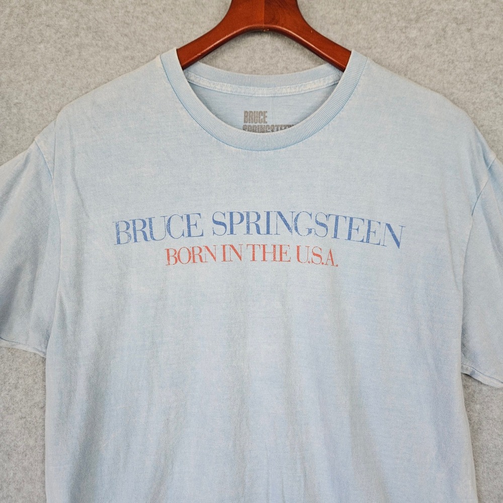 Bruce Springsteen Born in the USA Graphic T-Shirt Light Blue Large Band Tee